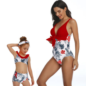 Mother and Daughter One Piece Swimsuits Swimwear