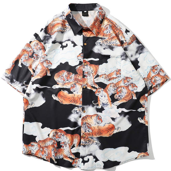 Men's Hawaiian Tiger Cloud Shirts