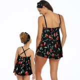 Family Matching Swimwear Mom and Daughter 2 Piece Swimsuits Tropical Designs