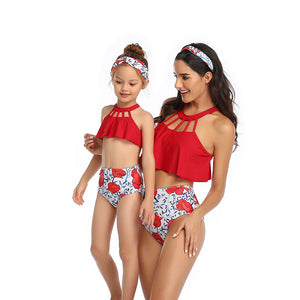 Family Matching Swimwear Mom and Daughter 2 Piece Swimsuits