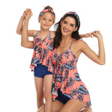 Family Matching Swimwear Mom and Daughter 2 Piece Swimsuits Tropical Designs