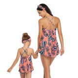 Family Matching Swimwear Mom and Daughter 2 Piece Swimsuits Tropical Designs