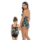 Family Matching Swimwear Mom and Daughter 2 Piece Swimsuits Tropical Design