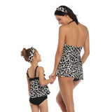 Family Matching Swimwear Mom and Daughter 2 Piece Swimsuits Tropical Design