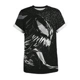 Men's Black T-Shirts 3D Venom Printed Pattern
