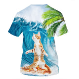 Men's T-Shirts 3D Hawaii Beach Cat Printed Pattern