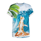 Men's T-Shirts 3D Hawaii Beach Cat Printed Pattern