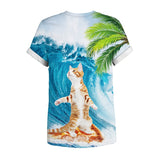 Men's T-Shirts 3D Hawaii Beach Cat Printed Pattern