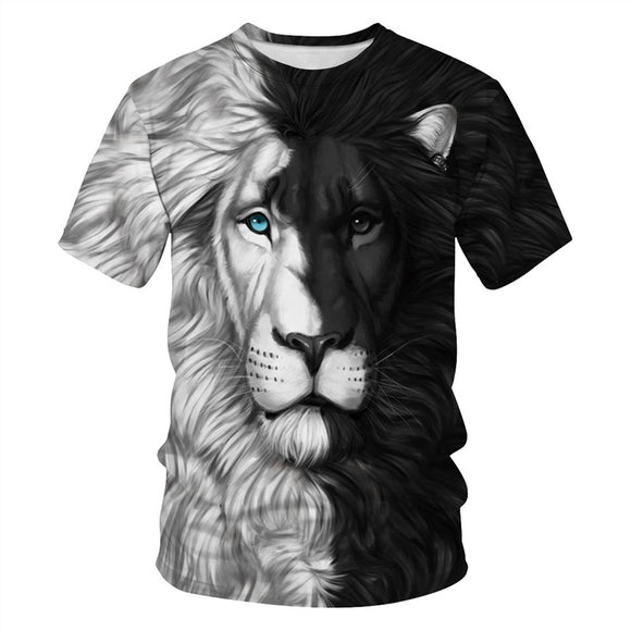 Men's T-Shirts 3D Lion Face Printed Pattern