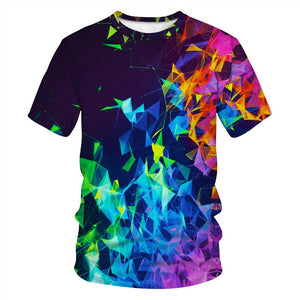 Men's T-Shirt 3D Colorful Diamond Printed Pattern