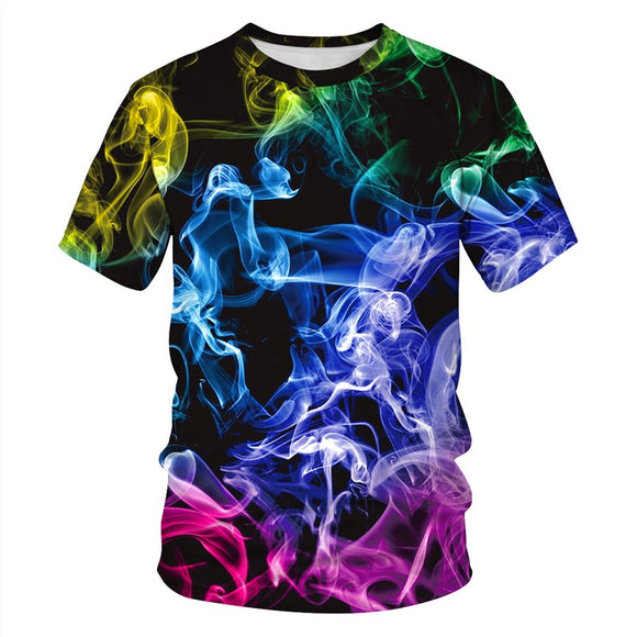 Men's T-Shirt 3D Colored Flames Printed Pattern