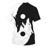 Men's T-Shirt 3D White Balck Wolf Printed Pattern