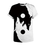 Men's T-Shirt 3D White Balck Wolf Printed Pattern