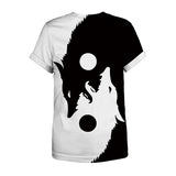 Men's T-Shirt 3D White Balck Wolf Printed Pattern