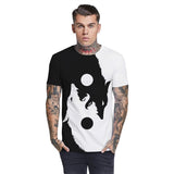 Men's T-Shirt 3D White Balck Wolf Printed Pattern