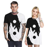 Men's T-Shirt 3D White Balck Wolf Printed Pattern