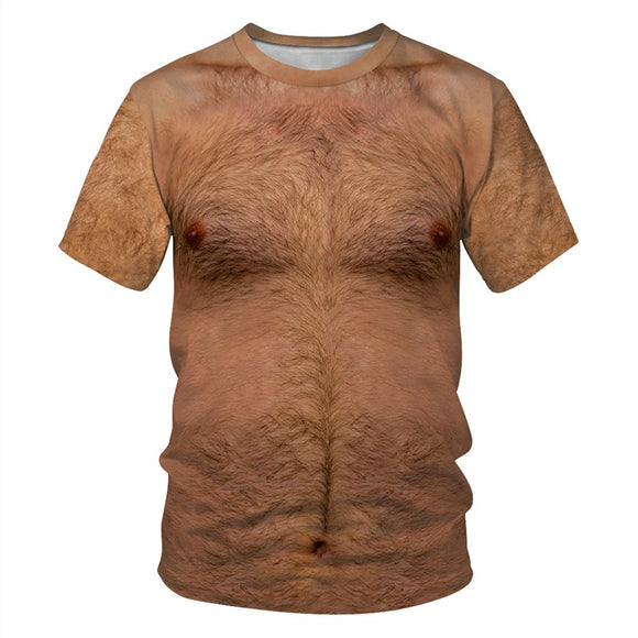 Men's T-Shirt 3D Chest Hair Printed Pattern