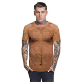 Men's T-Shirt 3D Chest Hair Printed Pattern