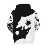 Mens Hoodies 3D Printing Black White Pattern Costume