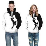 Mens Hoodies 3D Printing Black White Pattern Costume