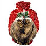 Men's Hoodies 3D Printing Christmas Cat