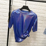 New Popular Fashion Holo Bling Bling Women's T Shirt