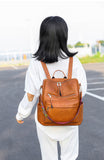 PU Leather Retro Large Women Backpack