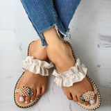 Women Girls Pearl Flat Bohemian Pineapple Sandals