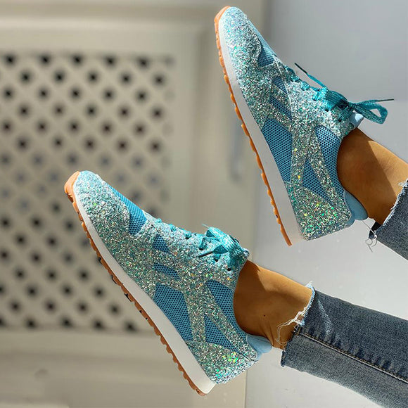 Woman Flat Glitter Sneakers