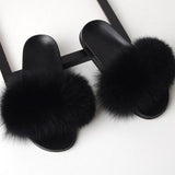 Fur Slippers Women Real Fox Fur Slides