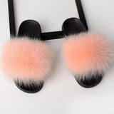 Fur Slippers Women Real Fox Fur Slides