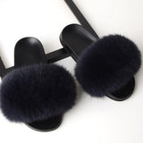 Fur Slippers Women Real Fox Fur Slides