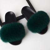 Fur Slippers Women Real Fox Fur Slides