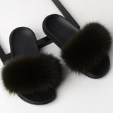 Fur Slippers Women Real Fox Fur Slides