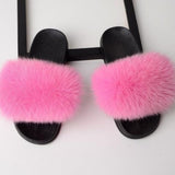 Colorful Fur Slippers Women Real Fox Fur Slides